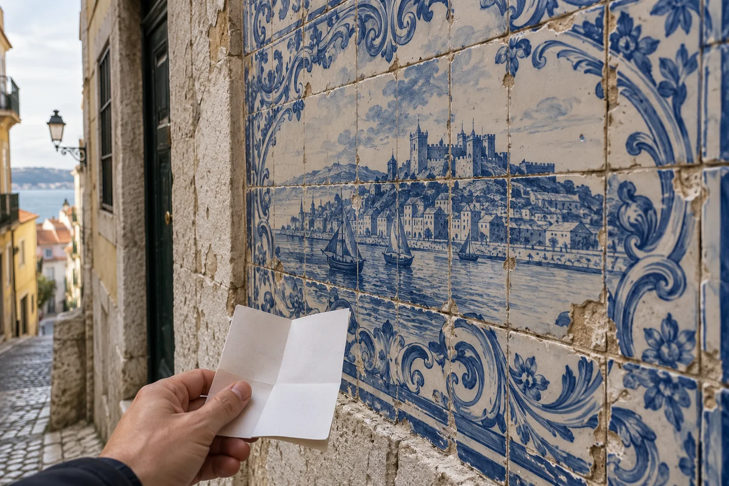 Observação de um pormenor de azulejo Observação de um pormenor de azulejo