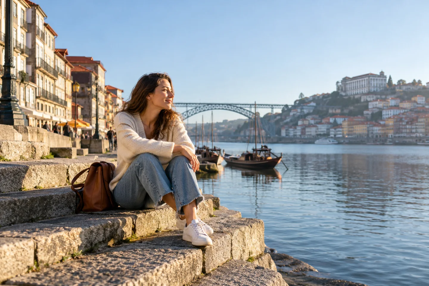 Margem do Douro e ponte no Porto